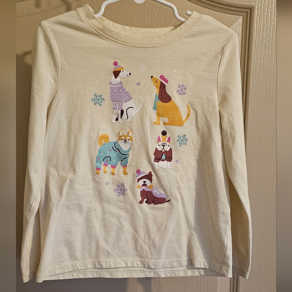 Cat & Jack 4/5 XS Snow Doggies Long Sleeve T Shirt